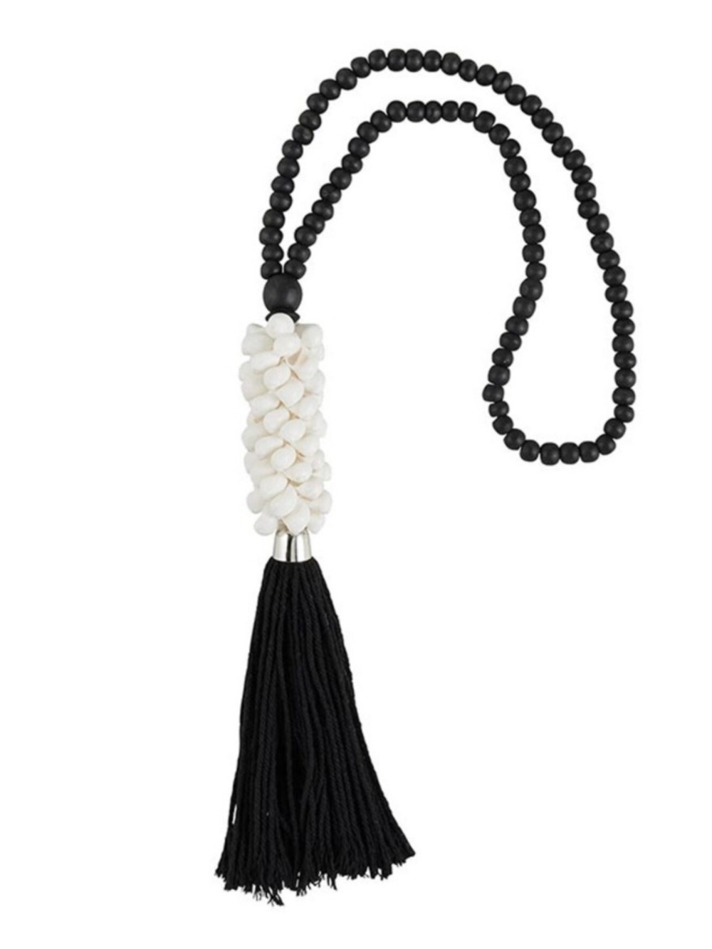 NEW Black and White Beaded Tassel Decor